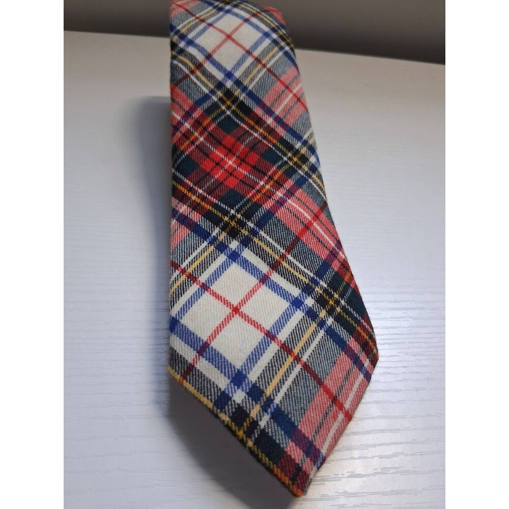 Huntington Mens Necktie Red Plaid Tartan Royal Classic Wool Blend Holiday